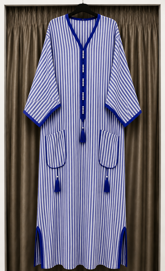 🇲🇦Robe marocaine rayée bleu🇲🇦