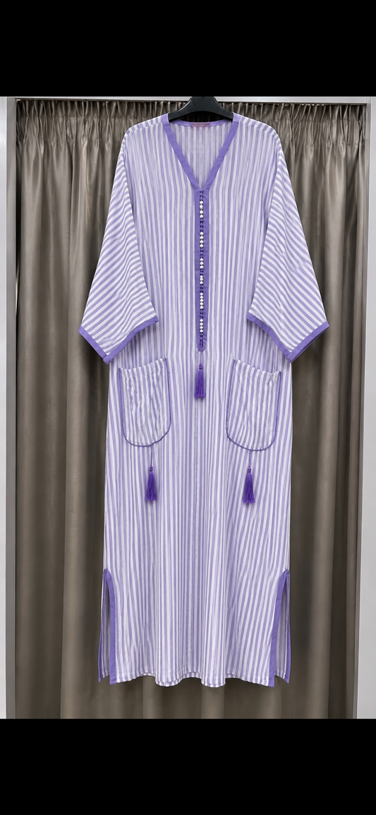 🇲🇦Robe marocaine rayée violet🇲🇦