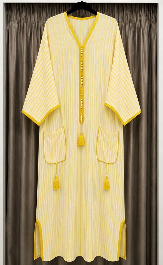 🇲🇦Robe marocaine rayée jaune🇲🇦