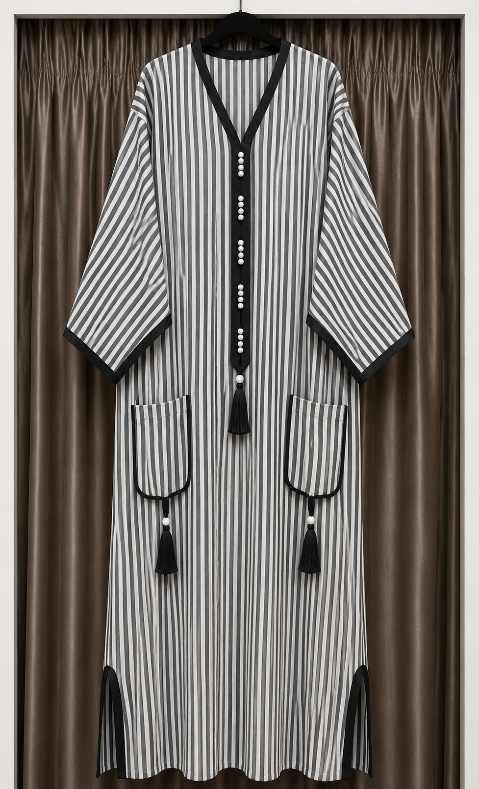 🇲🇦Robe Marocaine Rayée Noire🇲🇦